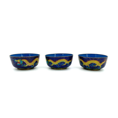 Three Chinese Cloisonne Bowls