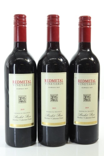 (3) 2019 Redmetal Vineyards Basket Press Merlot - Cabernet Franc, Bridge Pa Triangle