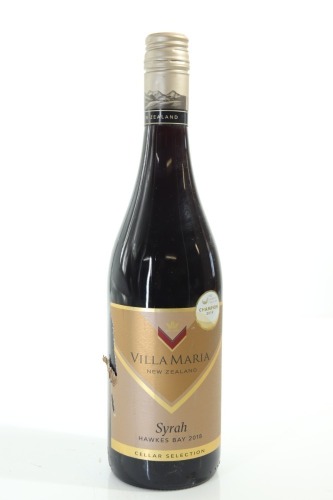 (1) 2018 Villa Maria Cellar Selection Syrah, Hawke's Bay [JR17] (NZ Wine of the Year Champion) (TL)