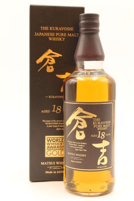 (1) Kurayoshi 18 Year Old Pure Malt Janpanese Whisky, 50% ABV, 700ml (GB) 仓吉18年日本混合麦芽威士忌