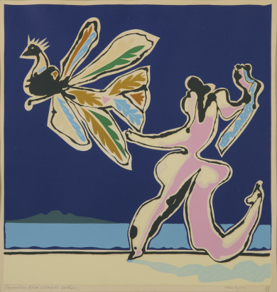 PAT HANLY Paradise Bird Escapes Bather