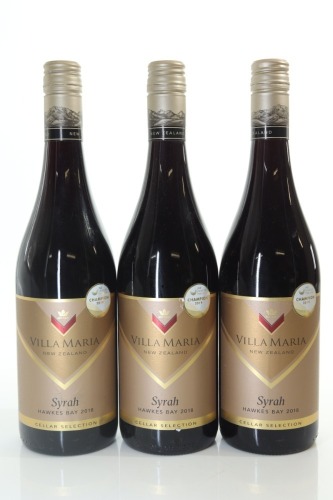 (3) 2018 Villa Maria Cellar Selection Syrah, Hawke's Bay [JR17] (NZ Wine of the Year Champion) (TL)