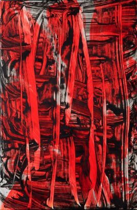 JUDY MILLAR Untitled (Matt Black Over Red & White)