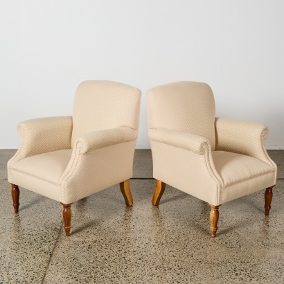 A Pair of Rolled Arm Occasional Chairs