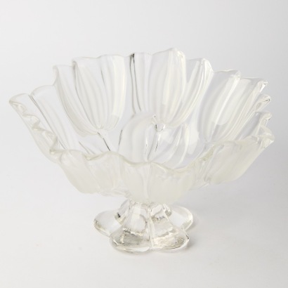 A Vintage Mikasa Crystal Pedestal Bowl with Tulip Motif