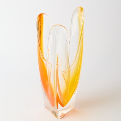 A Vintage Orange Art Glass Vase