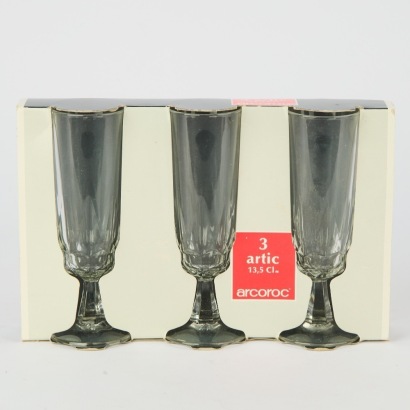A Set of Three Crystal Arcoroc Glasses