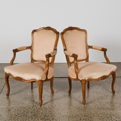 A Pair of Louis XV Style Armchairs