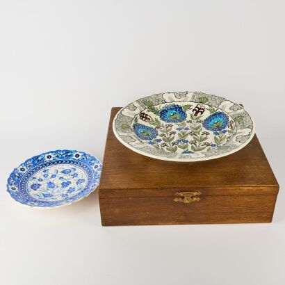 A Set of Two Dutch Blue and White Polychrome Floral Dishes