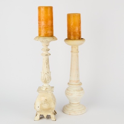 A Pair of Mismatch Rustic French Country Style Candleholders