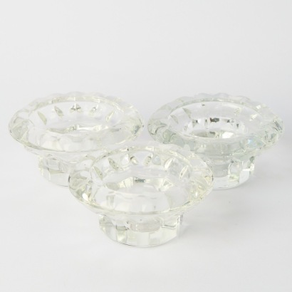 A Trio of Bolsius Cut Glass Candle Holders, France