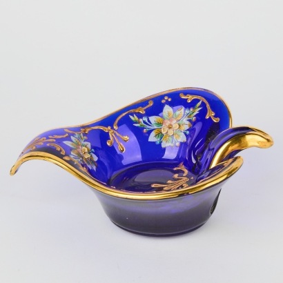 A Vintage Hand Blown Bohemia Glass Drop All with Ornate Hand Painted Detailing