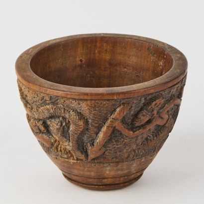 A Hand Carved Wooden Libation Cup