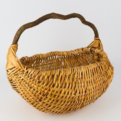 A Large Rustic Wicker Splint Buttocks Basket