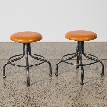 A Pair of Low Vinyl Top Stools