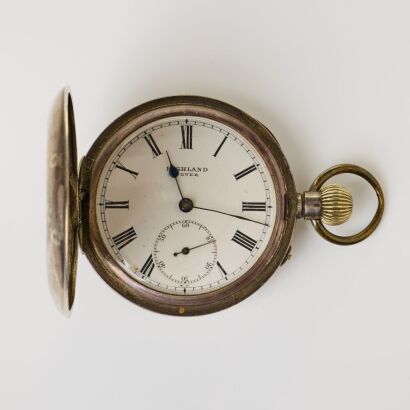 .935 Swiss Silver, Highland Lever Swiss made Full Hunter Pocket Watch, circa 1900-1910