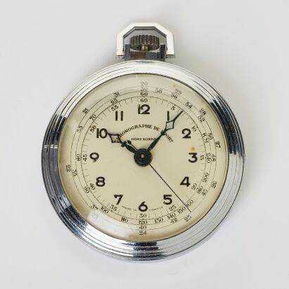 Chrome-plated, Metal Chronograph de Sport Pocket Watch, Made in France, circa 1960 - 70's