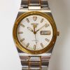 Stainless Steel / Gold Tone, Seiko 5 Automatic Wristwatch, circa 1990-2000's