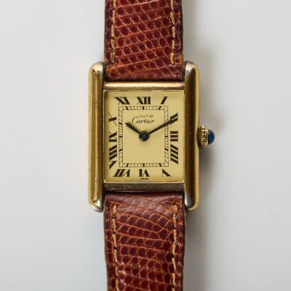 Vermeil Cartier, Must de Cartier Tank, Hand-wound Wristwatch, circa early 1980's