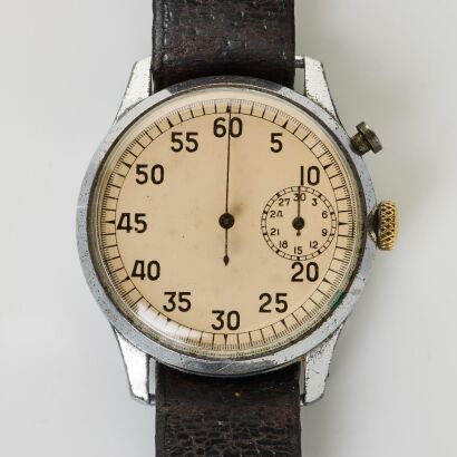 Chrome Plated, Base Metal, Hand-wound, Wrist Mounted Stopwatch, circa 1930-40's