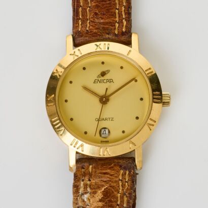Stainless Steel / Gold-tone, Enicar Ladies Quartz Wristwatch, circa 2000's