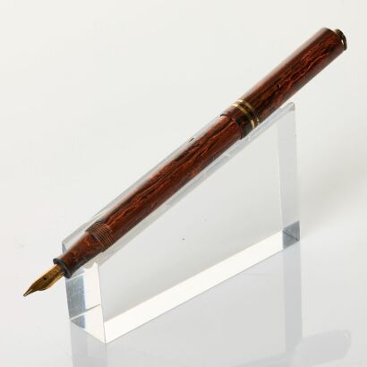 National Securities "Rosemary - That's for Remembrance" Brown Marble Wood-grain Ebonite Rubber, Lever-fill Fountain Pen, circa 1920's-1930's