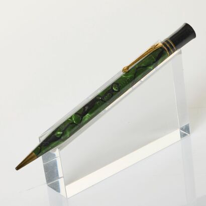 Conway Stewart London, Vintage, Duro-Point Propelling Pencil in Green Marble Celluloid, circa 1930's