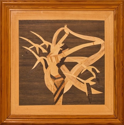 A Wooden Inlay Dancer with Birds
