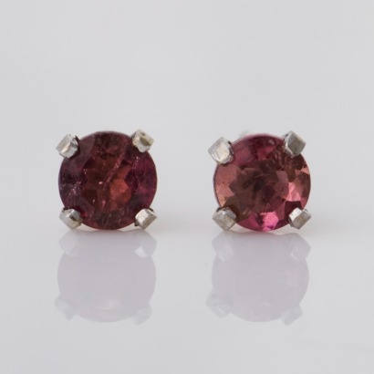14ct White Gold, 3.50mm Pink Tourmaline Stud Earrings