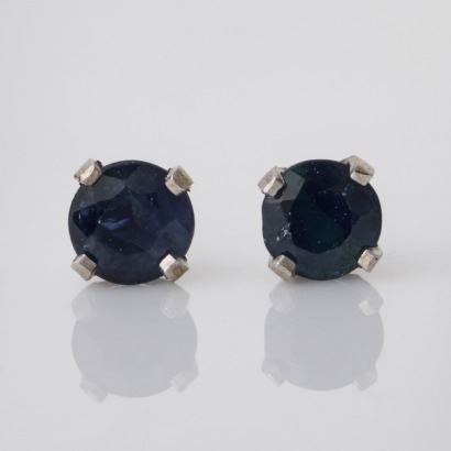 14ct White Gold, 3.80mm Blue Sapphire Stud Earrings