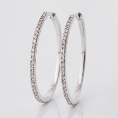 Michael Hill Jewellers, 9ct White Gold, 0.50ct Diamond Hoop Earrings