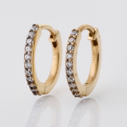 Michael Hill Jewellers, 14ct Yellow Gold, Small Hoop Clear Stone Earrings