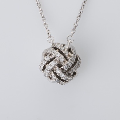 14ct White Gold, 0.35ct Diamond Pendant on 46cm Chain