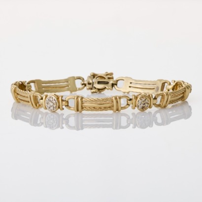 10ct Yellow Gold, 18cm, 0.30ct Diamond Gate Bracelet