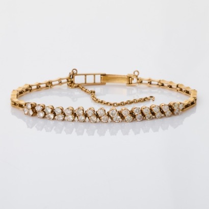 20ct Yellow Gold, 1.50ct Diamond Flexible Bracelet