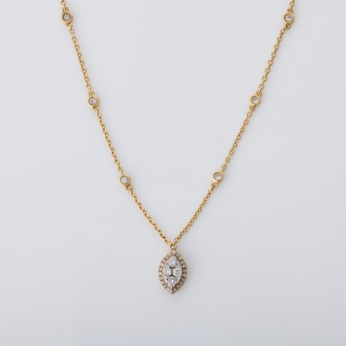 18ct Yellow Gold, 0.44ct Diamond Pendant on 43cm Chain