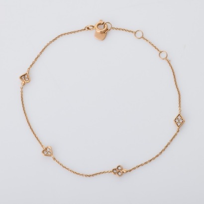 18ct Rose Gold, 0.10ct Diamond Charm Bracelet