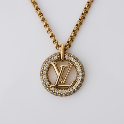 Louis Vuitton, 45cm Gold-Plated, 'Louis by Night' Pendant Necklace with Box