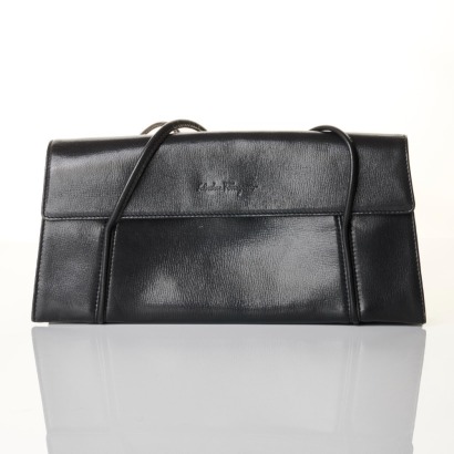 Salvatore Ferragamo, Vintage, Dark Navy Leather Shoulder Bag