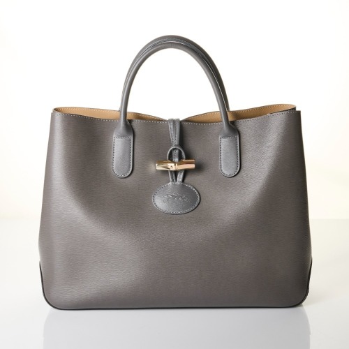 Longchamp, Grey Leather Tote Bag