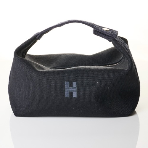 Herm&egrave;s, Black Canvas Bride-a-Brac Case, Size Large