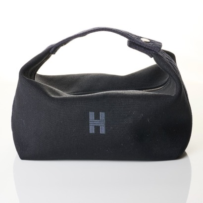 Herm&egrave;s, Black Canvas Bride-a-Brac Case, Size Large
