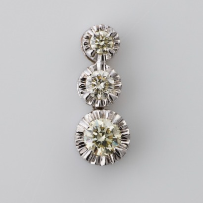 14ct White Gold, 0.25ct Diamond Trilogy Pendant