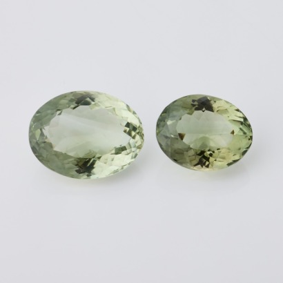 A Pair of Loose Oval Cut Prasiolites, 29.61cts Total Weight