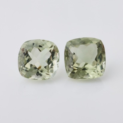 A Pair of Loose, Cushion Cut Prasiolites 25.20cts Total Weight