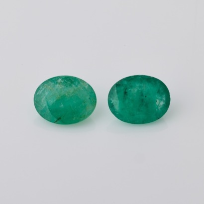 Loose, 4.36ct Oval Cut Emerald Pair