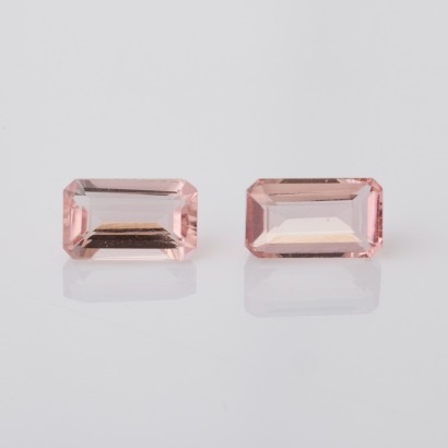 Loose, 2.58ct Rectangular Cut Pink Tourmaline Pair