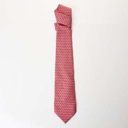 Salvatore Ferragamo, 100% Silk, Anchor Print Red Tie