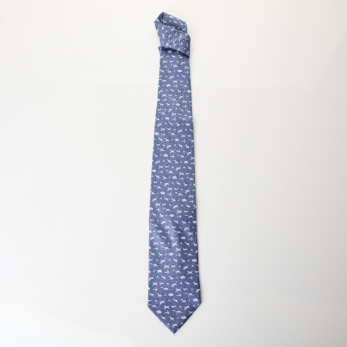 Salvatore Ferragamo, 100% Silk, Animal Printed Blue Tie
