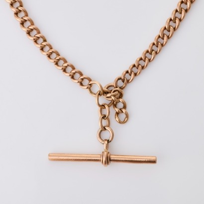 9ct Rose Gold, 43.5cm Graduated Albert Fob Chain